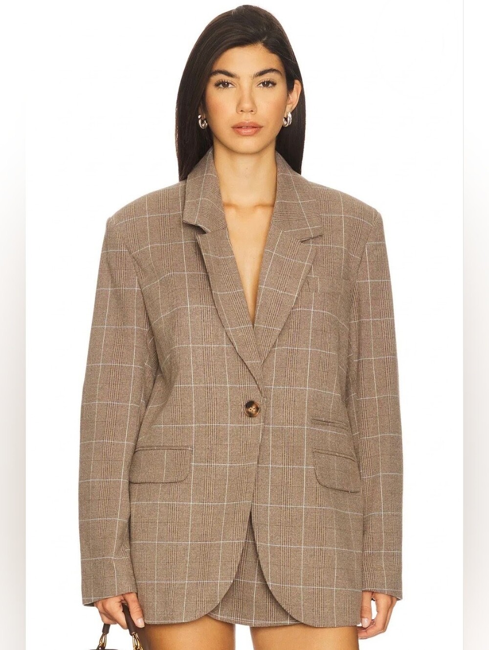 Free People Pinstripe Blazer In Chocolate Brown